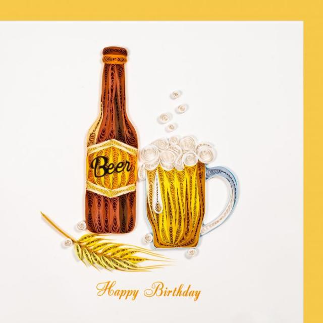 Produktbild Hervorragend Geburtstagskarte Happy Birthday - Bier - Quilling Karte (1 Stk.)