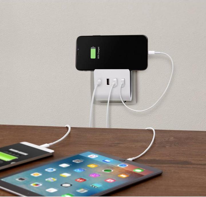 Produktbild Voltcraft USB Charger, 4 ports, 3 x USB-A + 1 x USB-C, 24W, w/ phone holder (24 W)