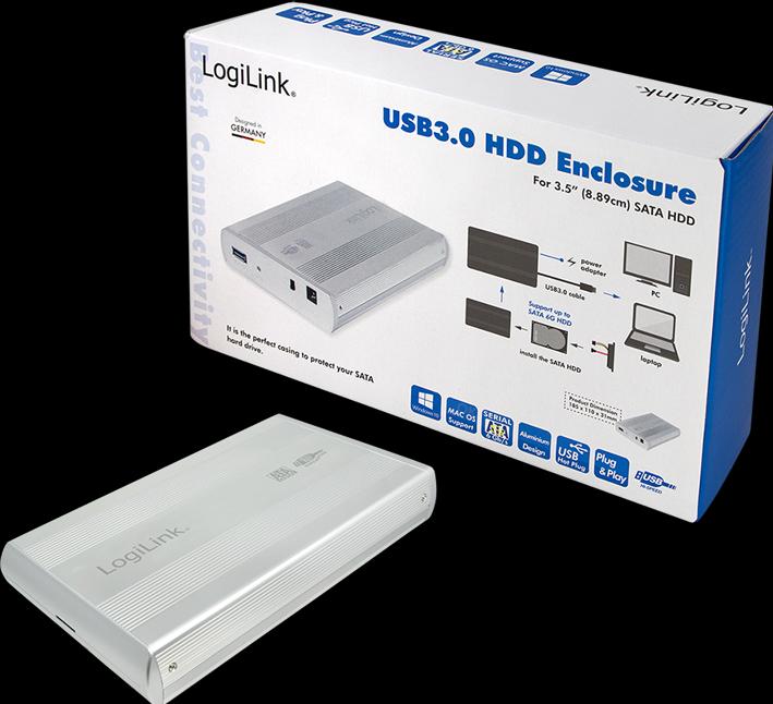 Actual product image LogiLink Hard drive enclosure 3.5" S-ATA USB 3.0 aluminium, silver (3.5")