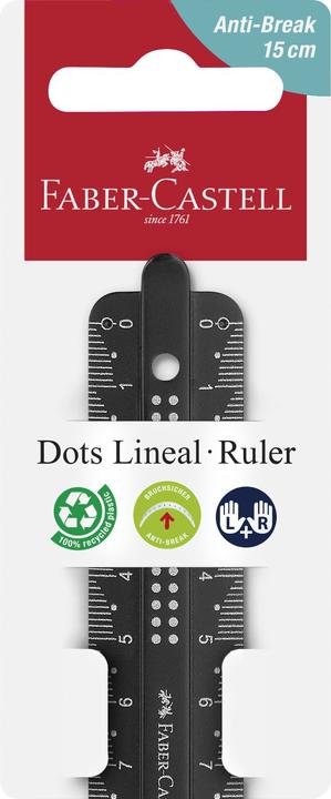 Produktbild Faber-Castell Lineal Dots 15,0 cm, schwarz (150 mm)