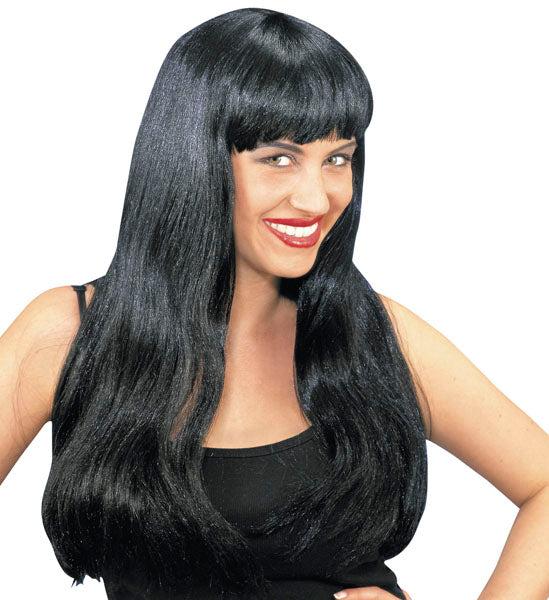 Image du produit Widmann Perruque Julia cheveux longs avec frange noire pour femme (Taille unique)