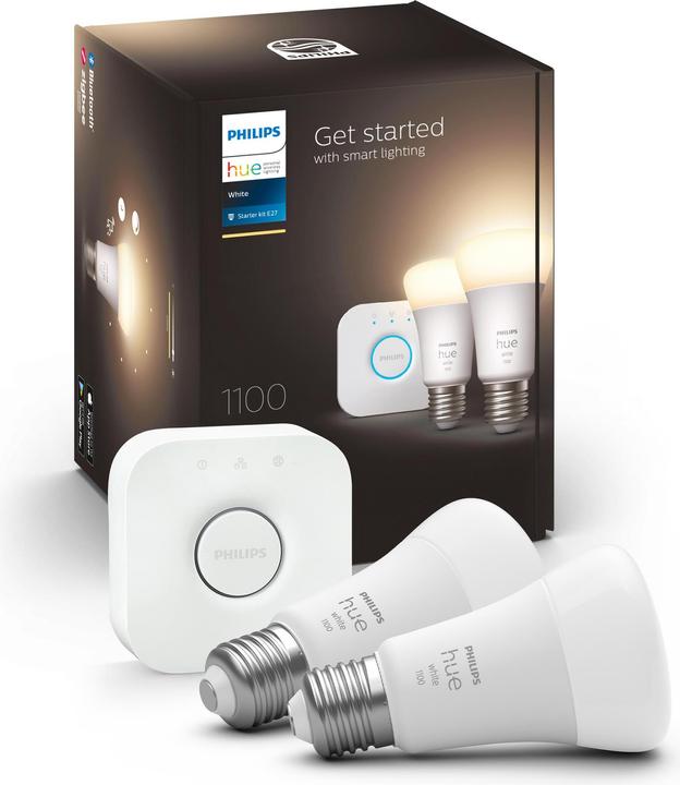 Actual product image Philips Hue White Starter Set (E27, 9.50 W, 1055 lm, 2 x, F)