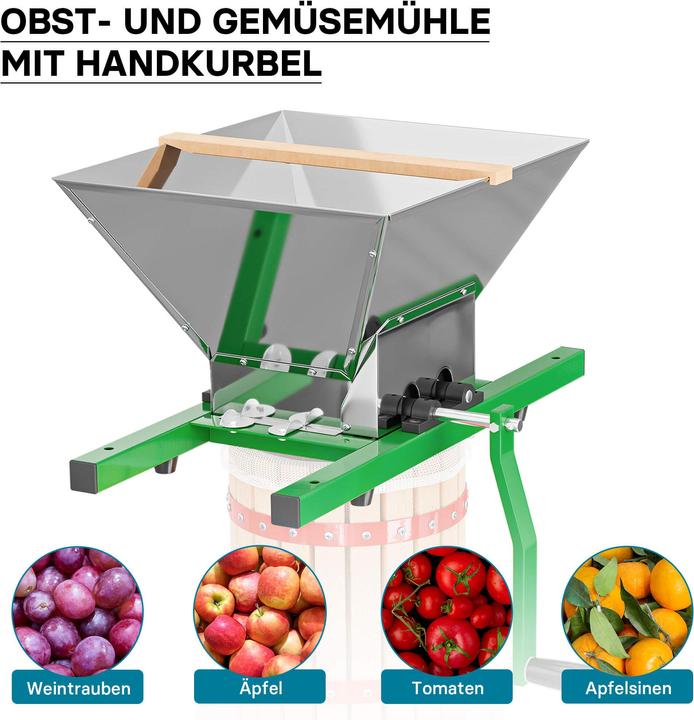 Immagine prodotto Wiltec Set 18L pressa per frutta Panno per la stampa Mulino per frutta 7L pressa per vino Spremiagrumi