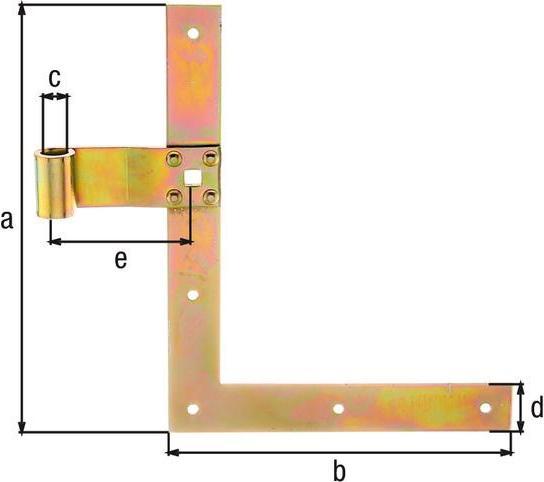 Actual product image Alberts Shutter angle hinge type 25 top, 250 x 200 x 13 mm, Galv. yellow galvanised
