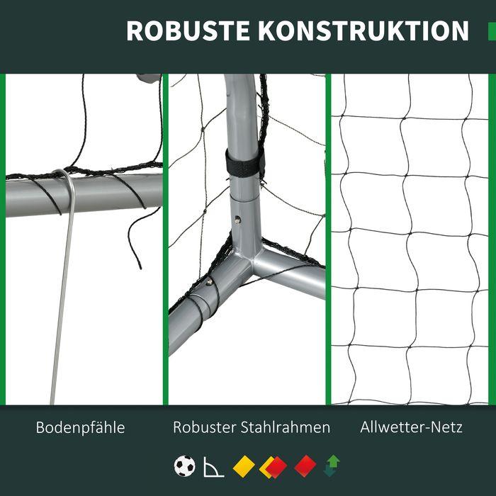 Actual product image Swisshandel24 Fussballtor mit PE-Netzgewebe, Fussball-Tor für Kinder und Erwachsene, Stahl, Grau