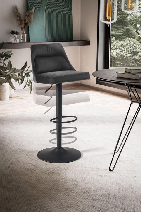 Image du produit FineBuy Tabouret de cuisine Tabouret de velours Tabouret de bistrot pivotant Chaise de bar moderne