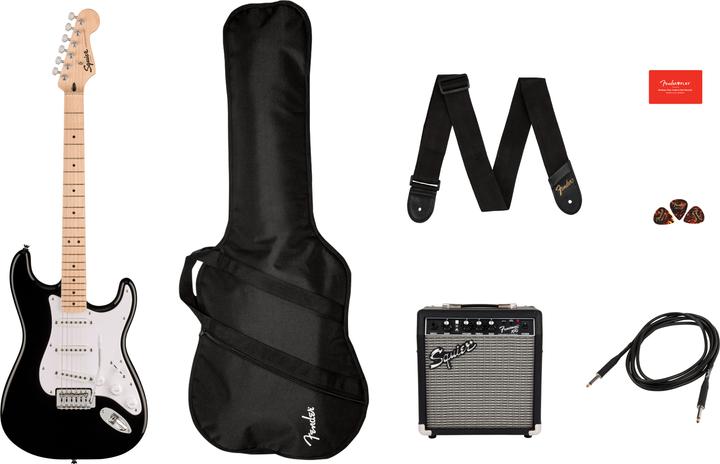 Productafbeelding Fender Sonic Stratocaster Pack MN Zwart elektrische gitaar starterset