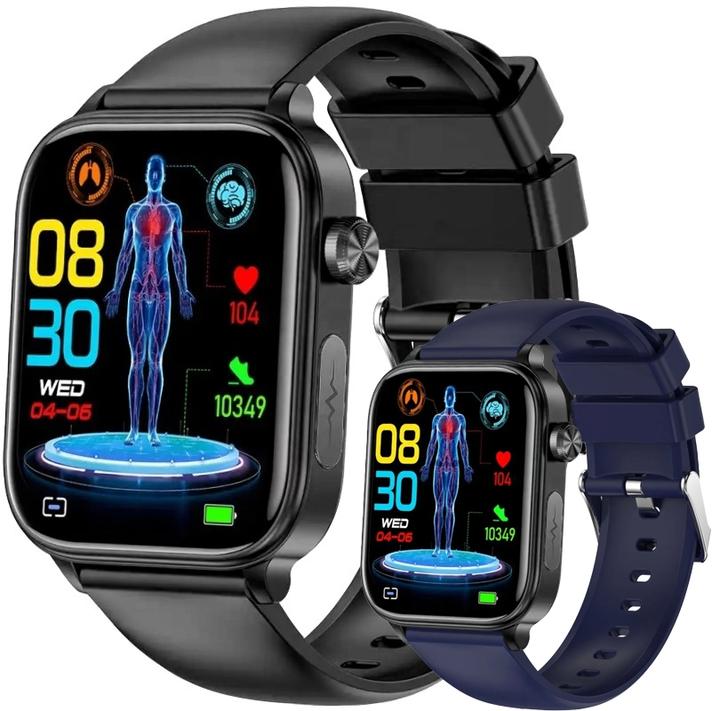 Produktbild RNCF33 SCHWARZ Herren-Smartwatch + marineblaues Armband