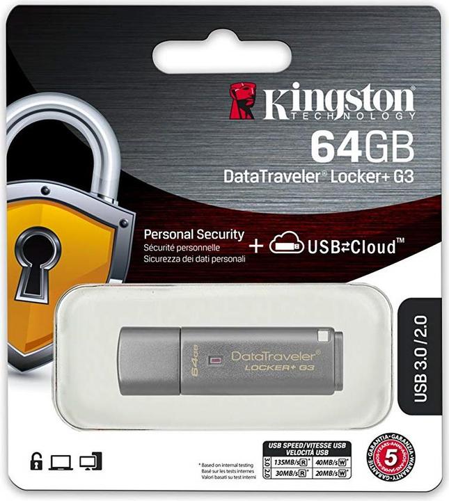 Produktbild Kingston DataTraveler Locker+ G3 (64 GB, USB-A, USB 3.0)
