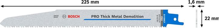 Actual product image Bosch Professional Zubehör PRO Thick Metal Demolition S1130CF blade, 1.6 x 22 x 225 mm, 5 pcs.