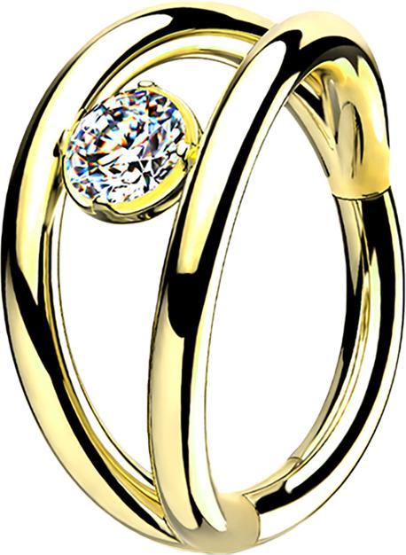Star Piercing Micro Segmentring klappbar vergoldet doppelring mit Kristall (Chirurgenstahl 316L, ohne Messing)