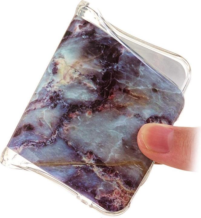 Actual product image Cover-Discount Galaxy S22 Ultra - Silicone Rubber Case Cyan Marble (Samsung Galaxy S22 Ultra)