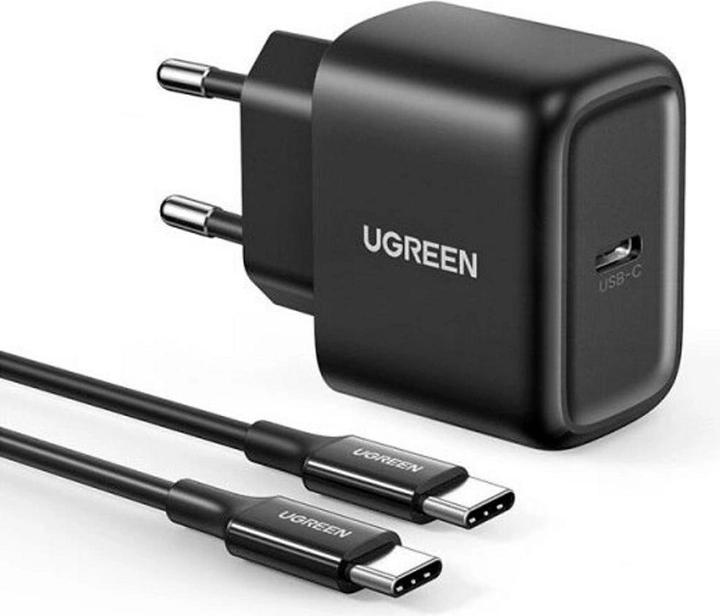 Immagine prodotto Ugreen Caricatore da parete CD250, 25W, USB-C (nero) + cavo da USB-C a USB-C, 2m (nero) (25 W)