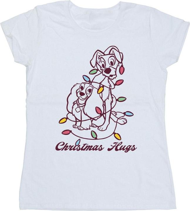 Actual product image Disney Womens/Ladies Lady And The Trump Christmas Hugs Cotton T-Shirt (XXL)