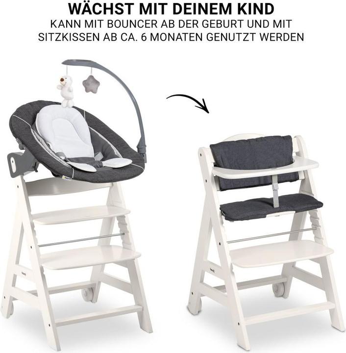 Produktbild Hauck Hochstühle Beta Plus White 5-tlg. Newborn Set - Hochstuhl + 2in1 (Hochstuhl)