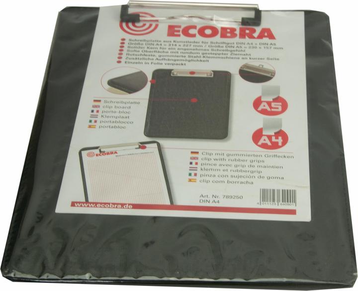 Produktbild Ecobra Schreibplatte A4 789250 schwarz, Kunstleder (23 x 32 cm)