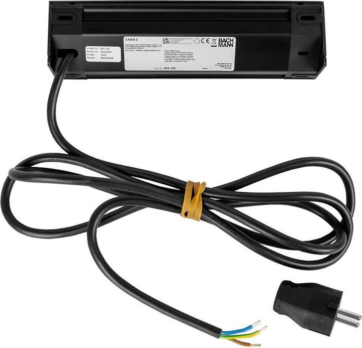 Productafbeelding Bachmann CASIA 2 2x stopcontact 1x USB oplader A/C (932.102) zwart, kort (2 x, CEE 7/3, 2 m)