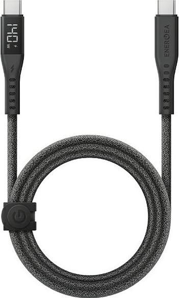 Energea cable Flow USB-C - USB-C Digital Display 1.5m czarny/black 240W 5A PD Fast Charge (1.50 m, USB 2.0, 240 W)