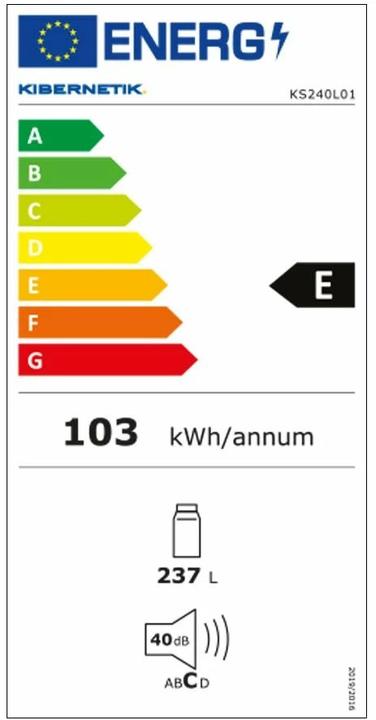 Label énergétique Kibernetik Ks240l01 (237 l)