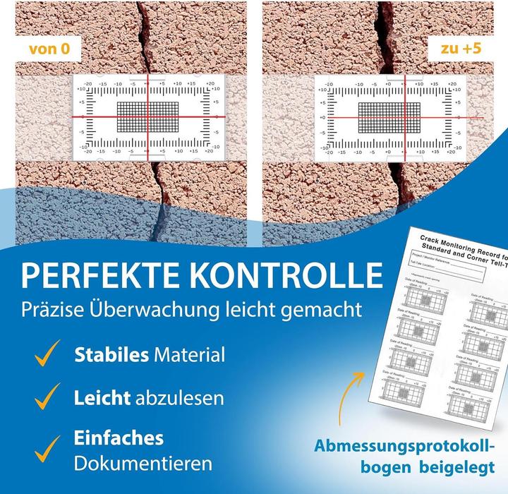 Nährwerte und Zutaten Sachverständigen-Zubehör Rissmonitor Messlehre-Set