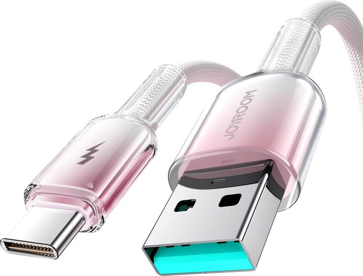 Actual product image Joyroom S-A42 Crystal Clear Series Fast Charging Data Cable USB-A to Type-C 3A 1.2m White (1.20 m)