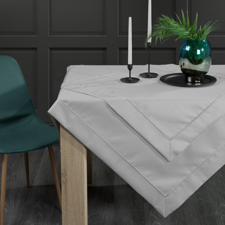 Actual product image Eurofirany KARIN silver table mat with decorative stripes and trimming 30 x 40 cm, Euro curtains 30 x 40 cm (30 x 40 cm)