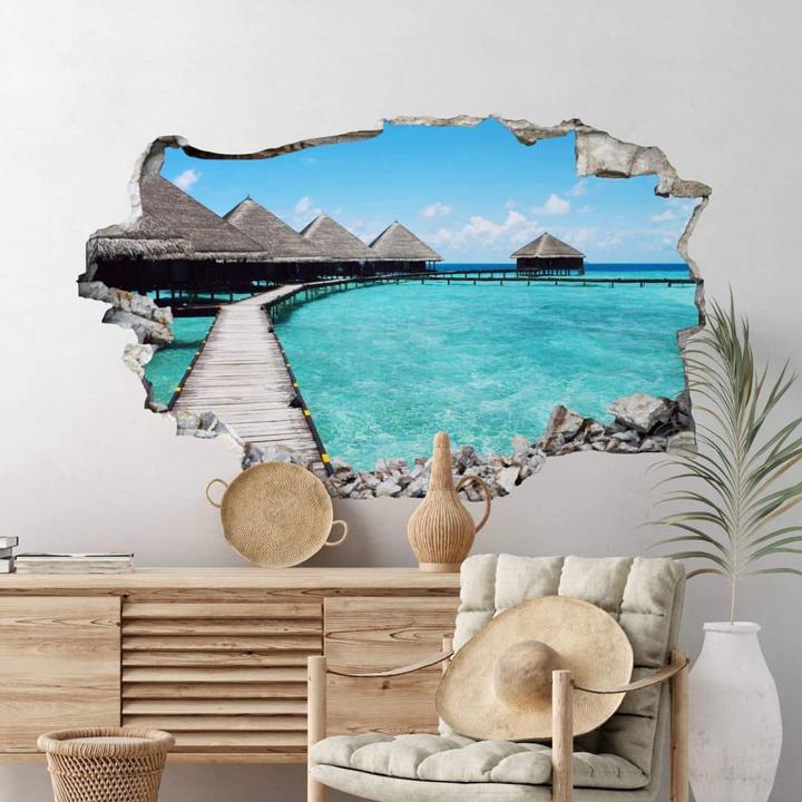 Produktbild Trenddeko 3D Strandhaus Malediven (80 x 49 cm)
