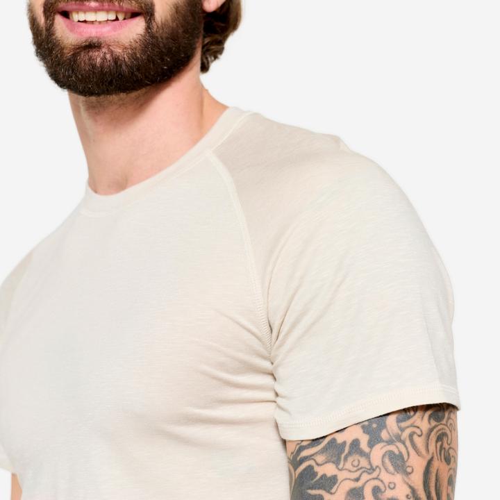 Image du produit Kimjaly T-shirt de yoga manches courtes doux homme, beige lin (S)