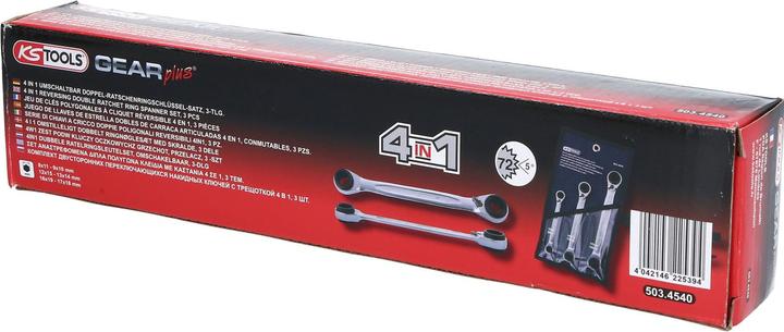 Actual product image KS Tools 4 in 1 GEARplus reversible double ratchet ring wrench set (19 mm, 8 mm, 10 mm, 14 mm, 18 mm, 11 mm, 12 mm, 17 mm, 15 mm, 13 mm, 9 mm, 16 mm)