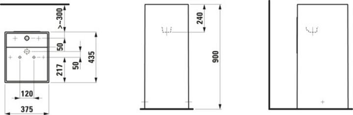 Produktbild Laufen Waschtisch KARTELL 375x435x900mm frst o ÜL 2 HL m Dek Linie (435 mm, 375 mm)