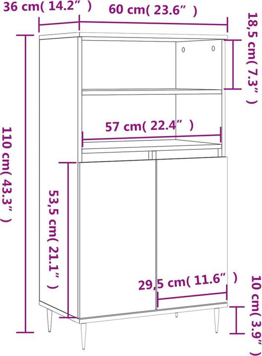 Produktbild VidaXL Omar (60 x 36 x 110 cm)