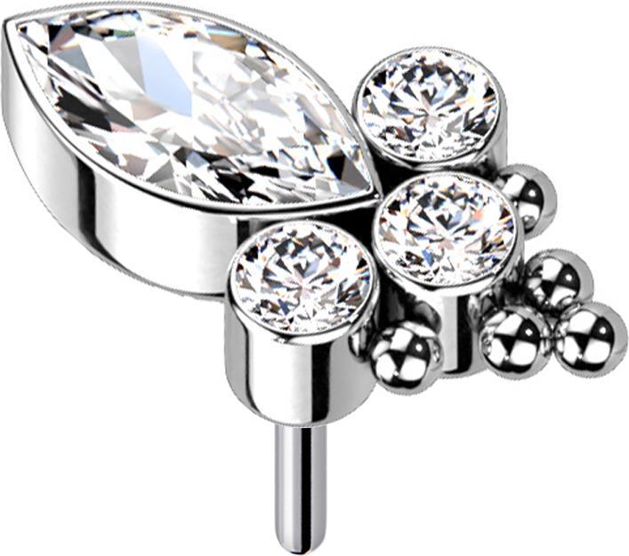 Immagine prodotto Star Piercing Cristallo ovale d'argento e tre cristalli d'argento (Titanio G23, senza ottone)