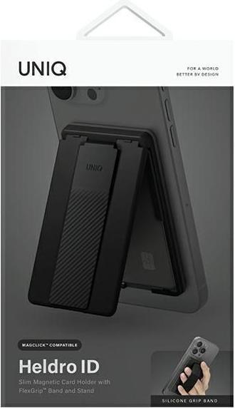 Actual product image Uniq Heldro ID magnetyczny portfel z podpórką i opaską czarny/midnight black