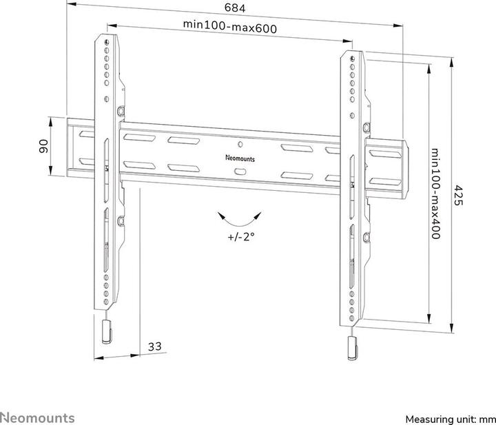 Actual product image Neomounts Wall Mount WL30S-850BL16 Black (Wall, 82", 60 kg)