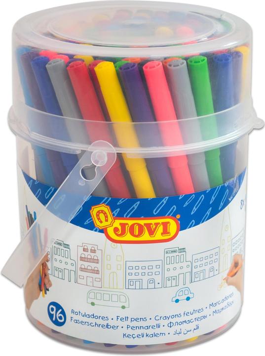 Image du produit Jovi Crayons-feutres fins en boîte ronde (Multicolore, 1 x)