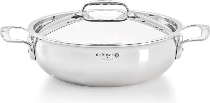 Actual product image de Buyer AFFINITY frying pan conical 28cm with lid, induction (28 cm, Stainless steel)