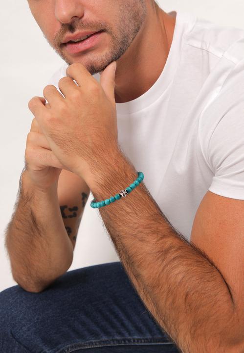Produktbild Kuzzoi Armband Herren Perlenarmband Howlith Türkis 925er Silber (23 cm, Howlith, 925er Sterling Silber, Plastik)