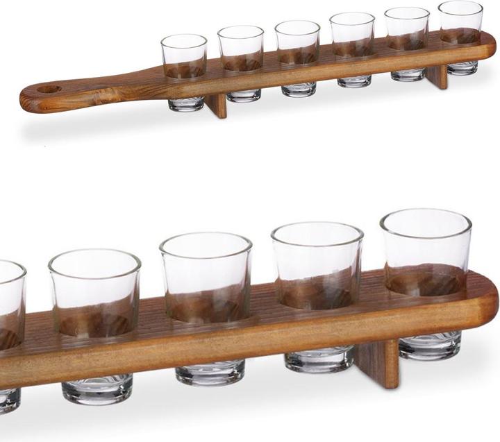 Actual product image Relaxdays Shot Paddle Board with 6 Glasses (0.44 dl, 1 x, Shot glass)