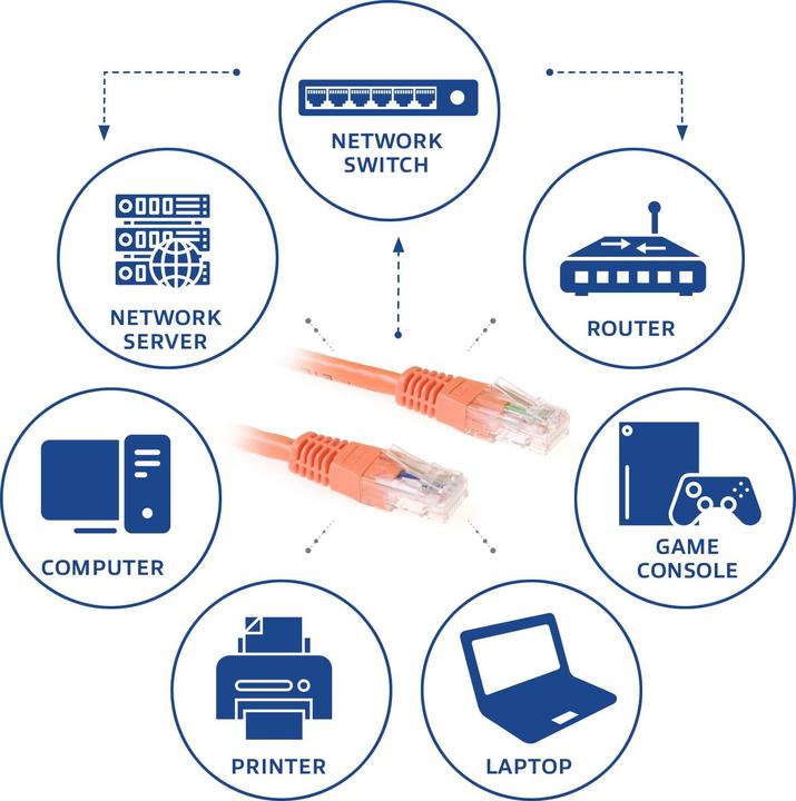 Produktbild Orange 0.5 meter U/UTP CAT6 patch cable with RJ45 connectors CAT6 U/UTP ORANGE 0.50M (U/UTP, CAT6, 0.50 m)