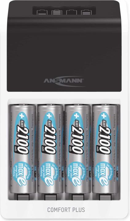 Immagine prodotto Ansmann Caricabatterie rapido Comfort Plus per batterie ricaricabili NiMH, AA o AAA (1 pz., AA, AAA, 2100 mAh, Batteria + Caricabatterie)