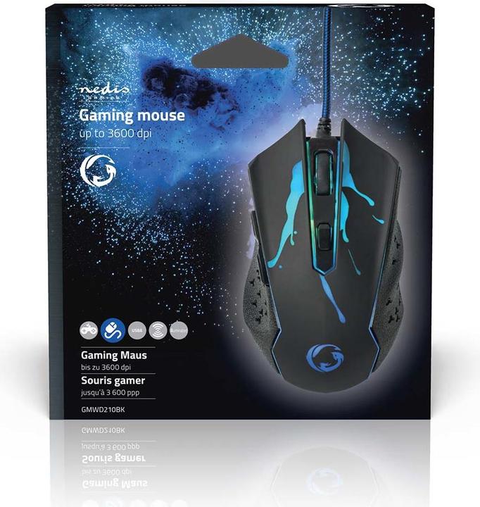 Image du produit Nedis Gaming Mouse | Filaire | 1200 / 1800 / 2400 / 3600 dpi | DPI réglable | Nombre de boutons : 6 (Filaire)