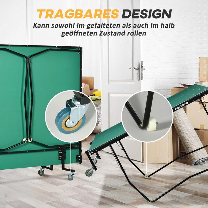 Image du produit Homcom Table de ping-pong pliante avec roues, raquettes et balles incluses