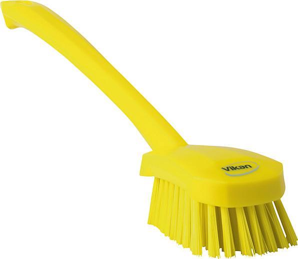 Actual product image Fincke Long handled washing brush, hard, pack of 10, yellow. (10 pcs.)