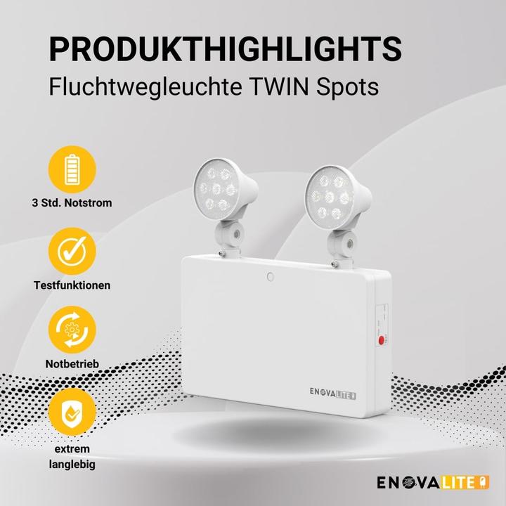 Produktbild Enovalite LED-Fluchtwegleuchte, 6 W, Twin-Spot, Wandmontage