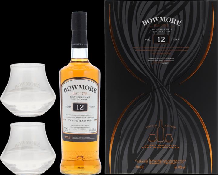 Image du produit Bowmore 12 ans + 2 verres 40% vol. 0,7l (Scotch Whisky)