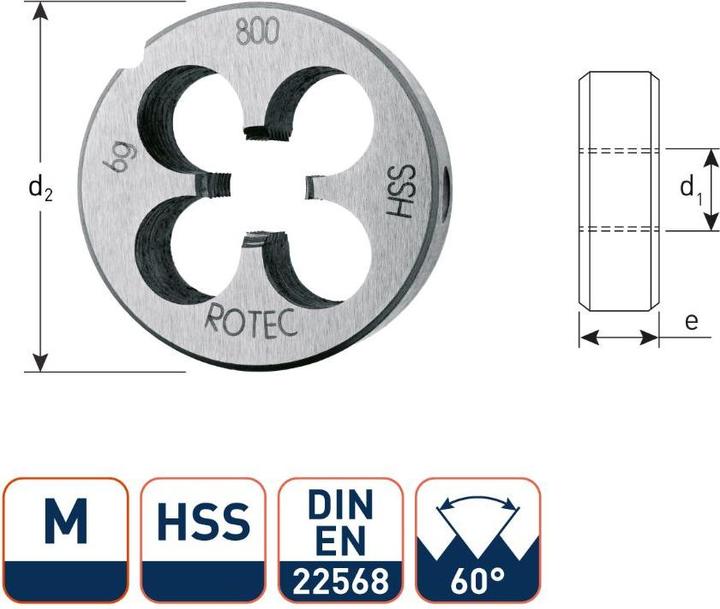 Productafbeelding Rotec 360.1000 HSS Rundfräser DIN 223 Metrisch M10x1,5
