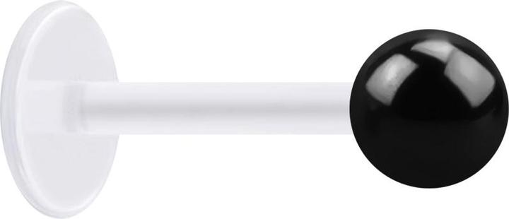 Image du produit Star Piercing Micro Labret transparent avec boule noire (sans laiton, Acier chirurgical 316L, Bioflex)