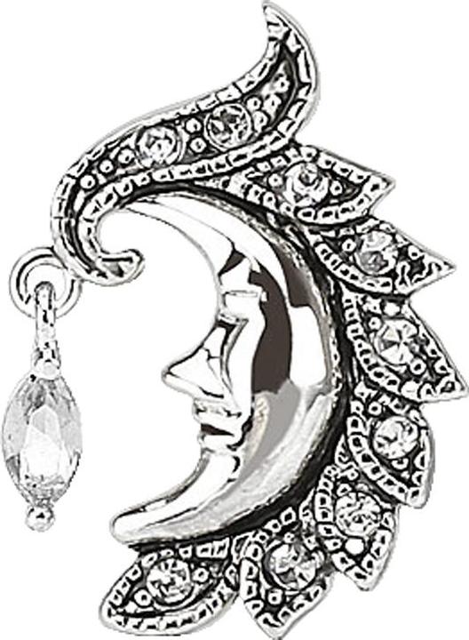 Produktbild Star Piercing Banane silber mit Kugel Mond und Kristall silber (Messing, Chirurgenstahl 316L)