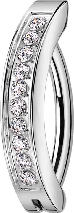 Actual product image Star Piercing Banana foldable silver shield crystals silver (Titanium G23, without brass)