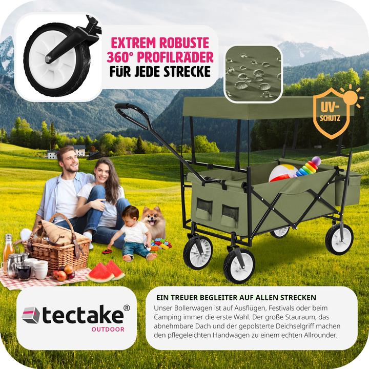 Actual product image tectake Foldable handcart with roof and carry bag